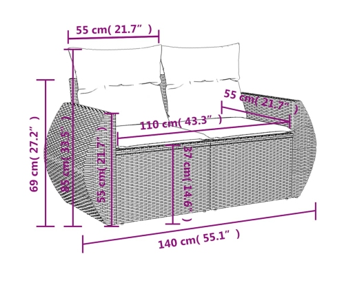 10-Daļīgs Dārza Dīvāna Komplekts, Matrači, Brūna Pe Rotangpalma Vidaxl