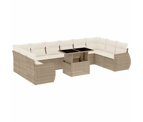 11-Daļīgs Dārza Dīvāna Komplekts, Matrači, Bēša Pe Rotangpalma Vidaxl