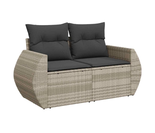 vidaXL 11-daļīgs dārza dīvāna komplekts ar matračiem, pelēka PE pinums