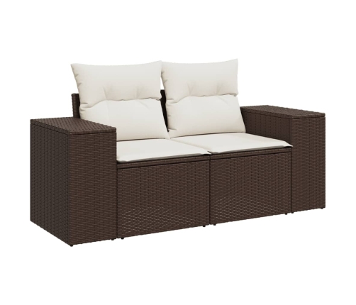 vidaXL 10-daļīgs dārza dīvāna komplekts, matrači, brūna PE rotangpalma