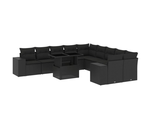 11-Daļīgs Dārza Dīvāna Komplekts, Matrači, Melna Pe Rotangpalma Vidaxl
