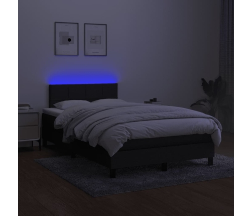 vidaXL atsperu gulta ar matraci, LED, melns audums, 120x190 cm