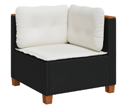 vidaXL 10-daļīgs dārza dīvāna komplekts, matrači, melna PE rotangpalma