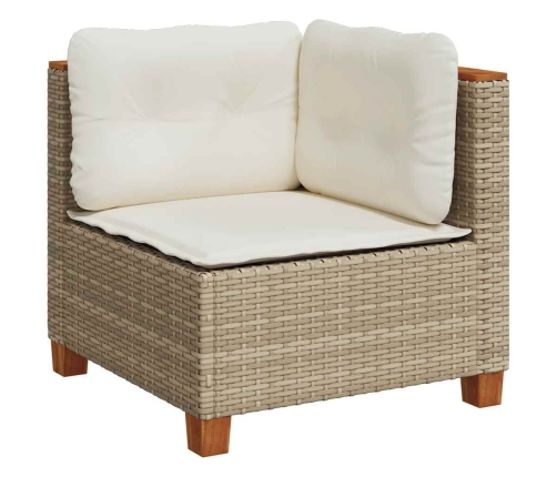 vidaXL 10-daļīgs dārza dīvāna komplekts, matrači, bēša PE rotangpalma