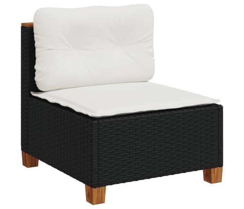 vidaXL 10-daļīgs dārza dīvāna komplekts, matrači, melna PE rotangpalma