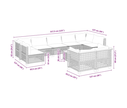 10-Daļīgs Dārza Dīvāna Komplekts Ar Matračiem, Pelēks Pe Pinums Vidaxl