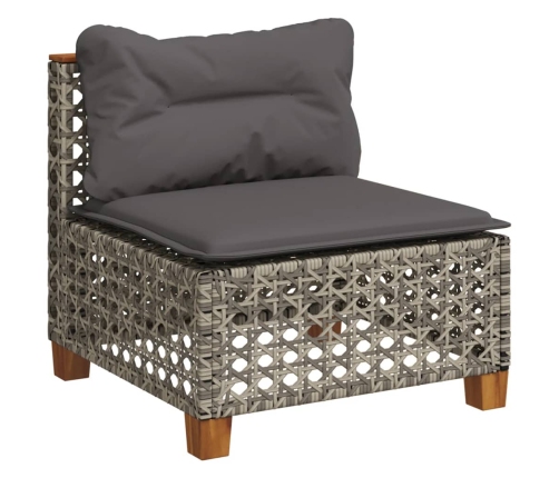 vidaXL 10-daļīgs dārza dīvāna komplekts ar matračiem, pelēks PE pinums