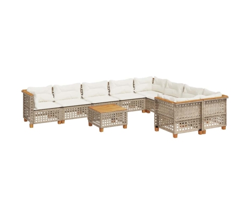 10-Daļīgs Dārza Dīvāna Komplekts, Matrači, Bēša Pe Rotangpalma Vidaxl