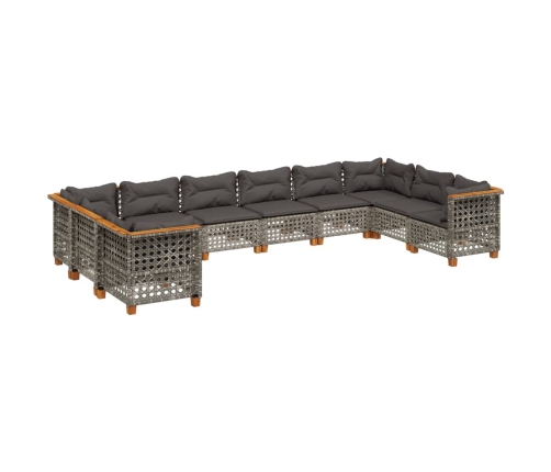 10-Daļīgs Dārza Dīvāna Komplekts Ar Matračiem, Pelēks Pe Pinums Vidaxl