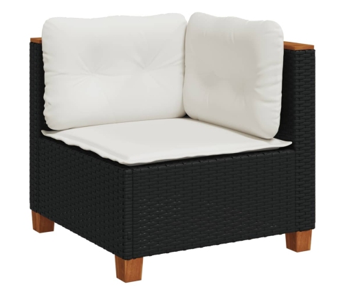 vidaXL 11-daļīgs dārza dīvāna komplekts, matrači, melna PE rotangpalma