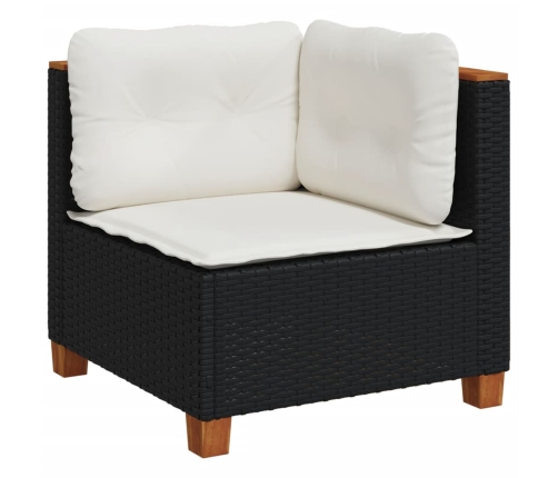 vidaXL 10-daļīgs dārza dīvāna komplekts, matrači, melna PE rotangpalma