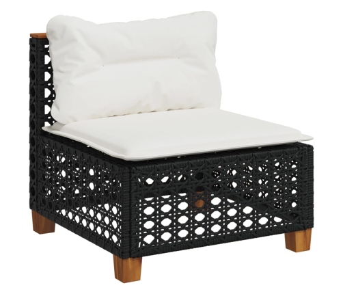 vidaXL 10-daļīgs dārza dīvāna komplekts, matrači, melna PE rotangpalma