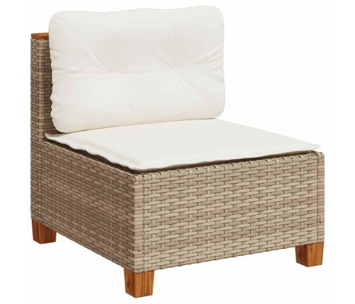 vidaXL 11-daļīgs dārza dīvāna komplekts, matrači, bēša PE rotangpalma