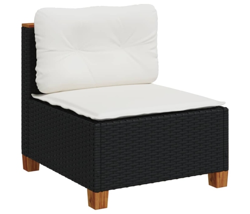 vidaXL 11-daļīgs dārza dīvāna komplekts, matrači, melna PE rotangpalma