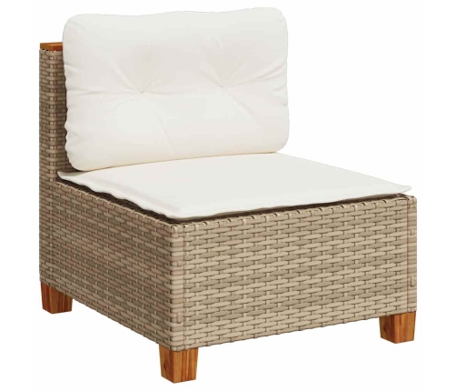 vidaXL 11-daļīgs dārza dīvāna komplekts, matrači, bēša PE rotangpalma