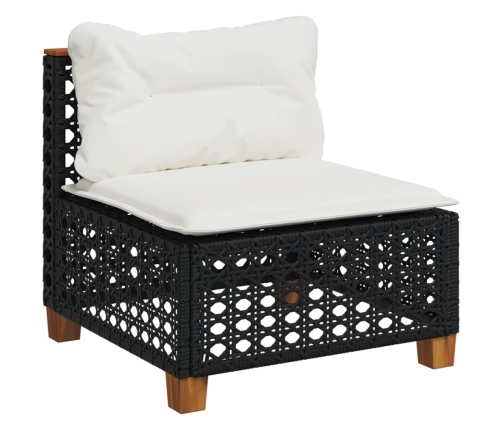 vidaXL 11-daļīgs dārza dīvāna komplekts, matrači, melna PE rotangpalma