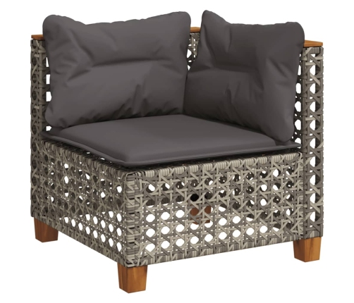 vidaXL 11-daļīgs dārza dīvāna komplekts ar matračiem, pelēks PE pinums