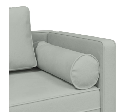 vidaXL zvilnis ar spilveniem, gaiši pelēks, samts