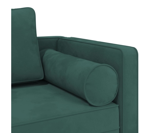 vidaXL zvilnis ar spilveniem, tumši zaļš, samts