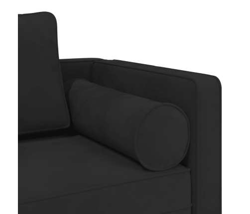 vidaXL zvilnis ar spilveniem, melns, samts