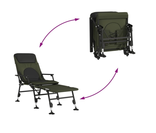 Makšķerēšanas Krēsls Ar Regulējamām Kājām, Saliekams, Zaļš Vidaxl