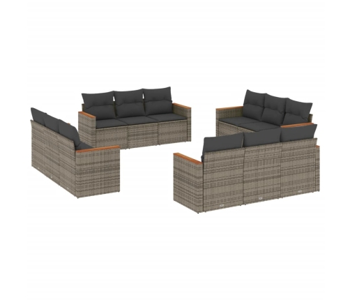 vidaXL 12-daļīgs dārza atpūtas mēbeļu komplekts, matrači, pelēks PE