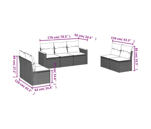 vidaXL 7-daļīgs dārza dīvāna komplekts, matrači, bēša PE rotangpalma