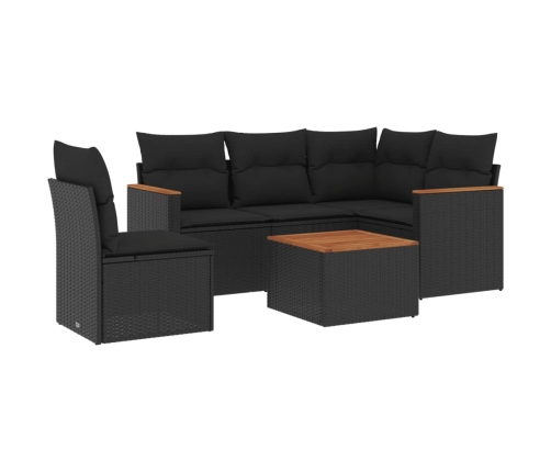 vidaXL 6-daļīgs dārza dīvāna komplekts, matrači, melna PE rotanpalma