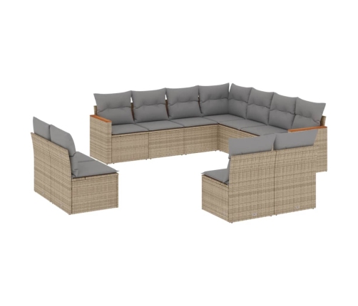 11-Daļīgs Dārza Dīvāna Komplekts, Matrači, Bēša Pe Rotangpalma Vidaxl