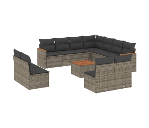 vidaXL 12-daļīgs dārza atpūtas mēbeļu komplekts, matrači, pelēks PE