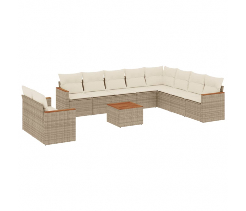 vidaXL 11-daļīgs dārza dīvāna komplekts, matrači, bēša PE rotangpalma