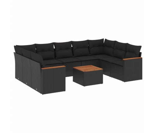 10-Daļīgs Dārza Dīvāna Komplekts, Matrači, Melna Pe Rotangpalma Vidaxl