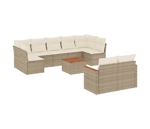 vidaXL 10-daļīgs dārza dīvāna komplekts, matrači, bēša PE rotangpalma