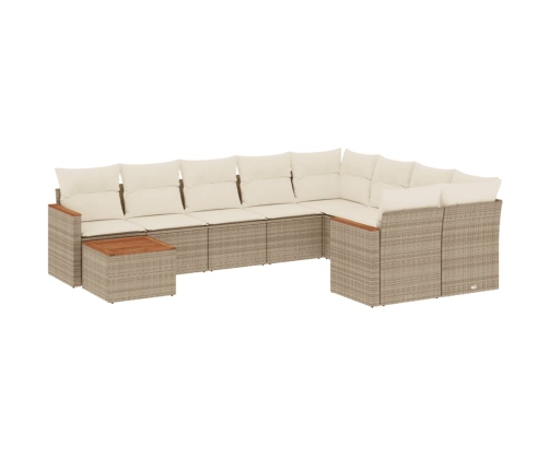 10-Daļīgs Dārza Dīvāna Komplekts, Matrači, Bēša Pe Rotangpalma Vidaxl