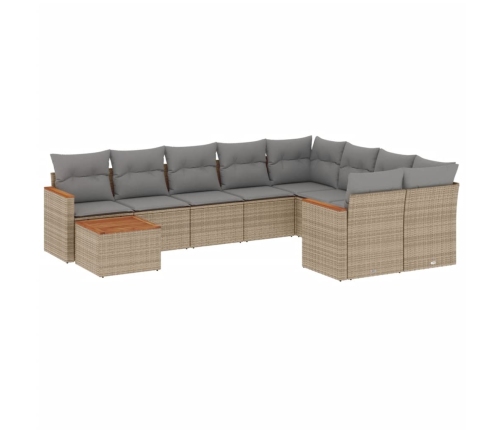 vidaXL 10-daļīgs dārza dīvāna komplekts, matrači, bēša PE rotangpalma