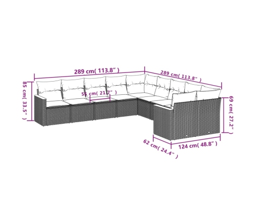 10-Daļīgs Dārza Dīvāna Komplekts, Matrači, Melna Pe Rotangpalma Vidaxl