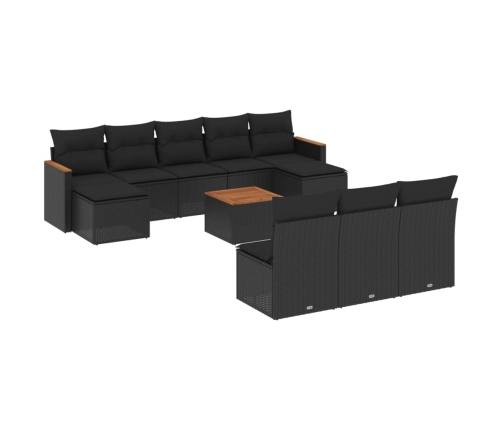vidaXL 11-daļīgs dārza dīvāna komplekts, matrači, melna PE rotangpalma