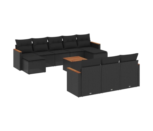 11-Daļīgs Dārza Dīvāna Komplekts, Matrači, Melna Pe Rotangpalma Vidaxl