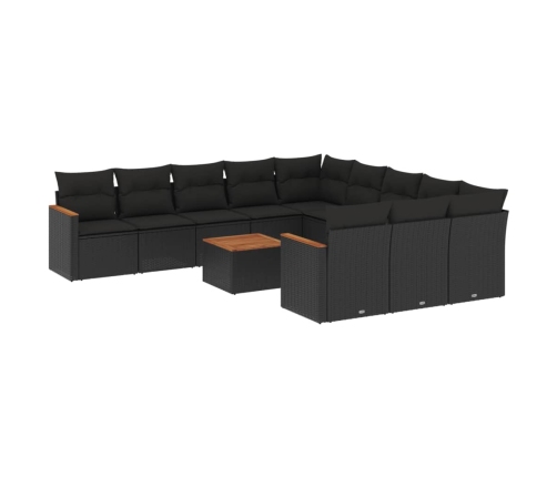 12-Daļīgs Dārza Dīvānu Komplekts, Matrači, Melna Pe Rotangpalma Vidaxl