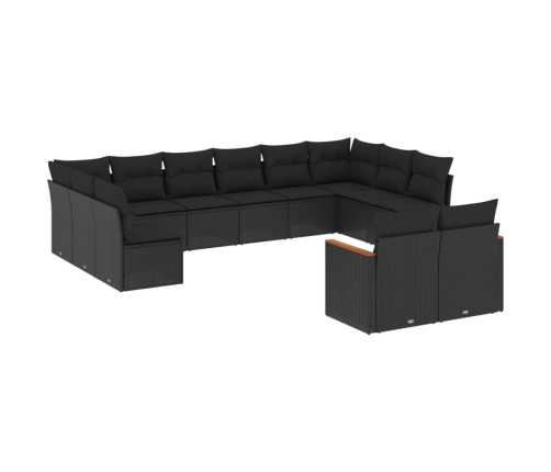 12-Daļīgs Dārza Dīvānu Komplekts, Matrači, Melna Pe Rotangpalma Vidaxl