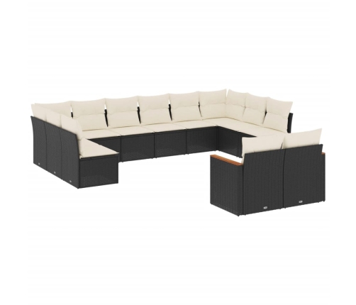 vidaXL 12-daļīgs dārza dīvānu komplekts, matrači, melna PE rotangpalma