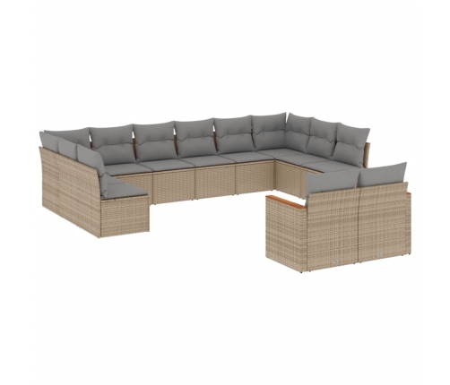 vidaXL 12-daļīgs dārza dīvāna komplekts, matrači, bēša PE rotangpalma