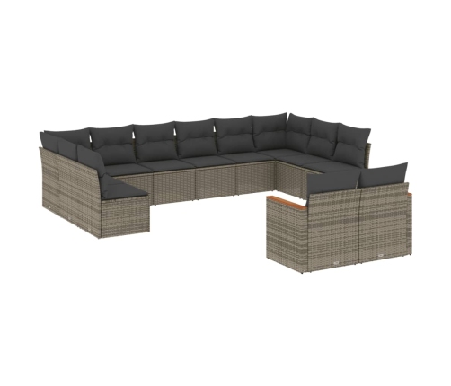 vidaXL 12-daļīgs dārza atpūtas mēbeļu komplekts, matrači, pelēks PE