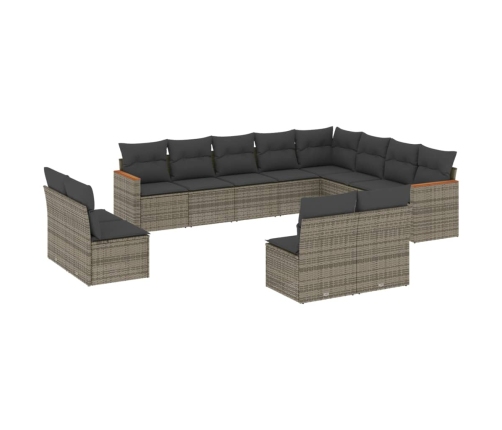 12-Daļīgs Dārza Atpūtas Mēbeļu Komplekts, Matrači, Pelēks Pe Vidaxl