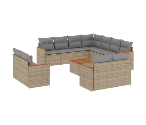 vidaXL 12-daļīgs dārza dīvāna komplekts, matrači, bēša PE rotangpalma