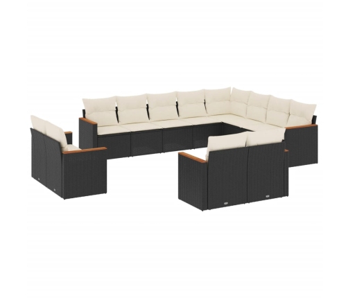 12-Daļīgs Dārza Dīvānu Komplekts, Matrači, Melna Pe Rotangpalma Vidaxl