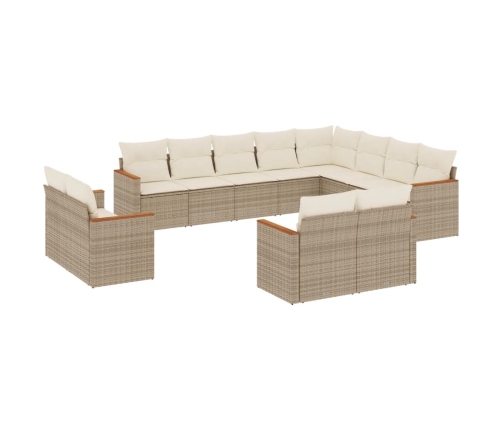 vidaXL 12-daļīgs dārza dīvāna komplekts, matrači, bēša PE rotangpalma