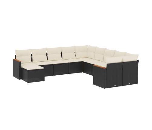 vidaXL 11-daļīgs dārza dīvāna komplekts, matrači, melna PE rotangpalma