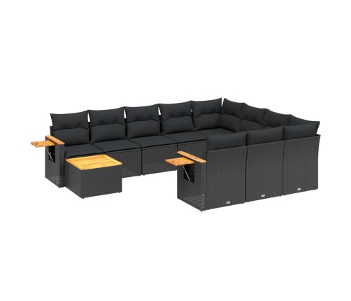 11-Daļīgs Dārza Dīvāna Komplekts, Matrači, Melna Pe Rotangpalma Vidaxl