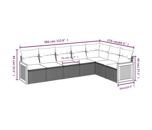 vidaXL 7-daļīgs dārza dīvāna komplekts, matrači, bēša PE rotangpalma